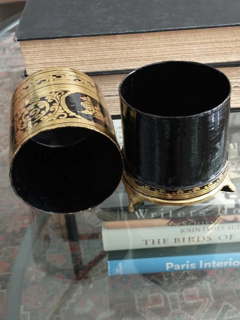 Antique Burmese Black & Gold Lacquer Betel Nut Cigarette Box Vtg Myanmar Shwezar 7