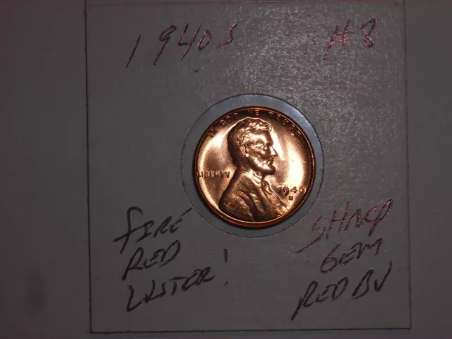 1940 S Lincoln Cent Nice Gem Red Bu Wheat Penny 1940S Coin Lot #8 Gem Red Unc