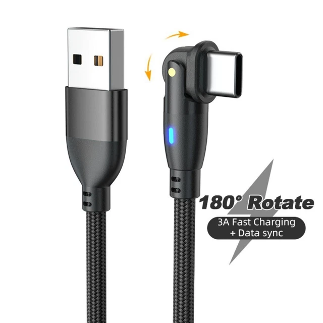 3m Drehbar Schnur 3A Schnell ladung USB A zu Typ C Kabel USB Typ C Daten draht
