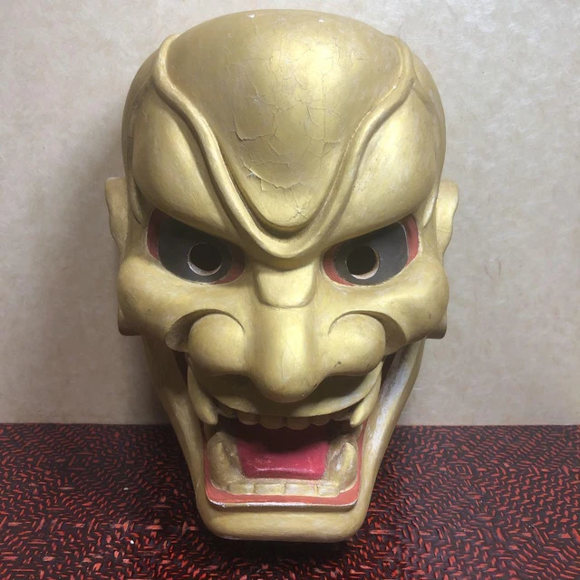 JAPANESE NOH MASK Oni Hannya Demon Kyougen Kagura Amulet Antique