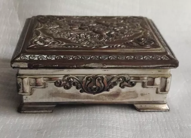 Vintage Art Deco Silver Plate Jewellery Box