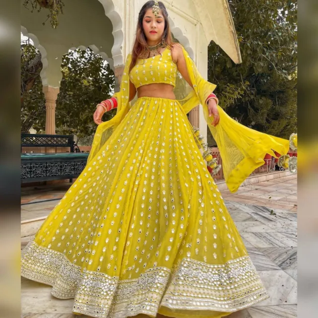 Nuovo Festa Matrimonio Abbigliamento Indiano Lehenga Abito da Sposa Stile Etnico