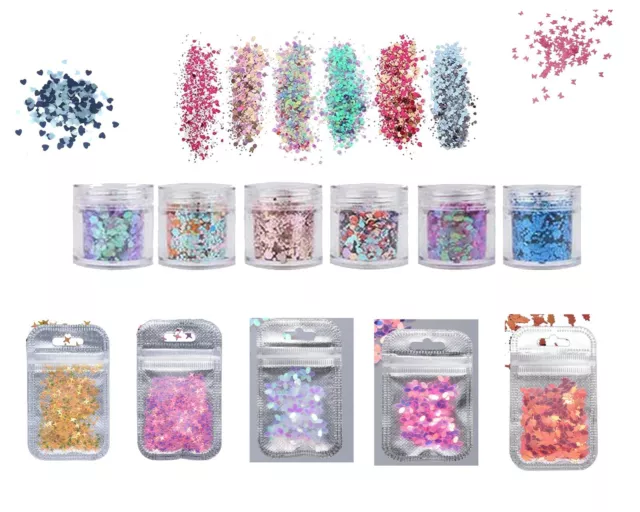 Wax Melts Chunky Glitter & Shapes Coloured Packs Nail Face Body Eye Festival