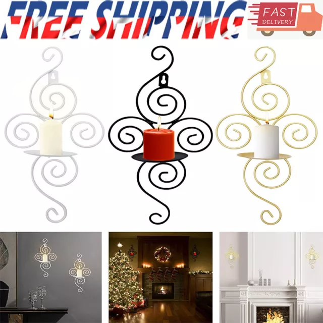 2PCS Wall Mounted Candle Sconce Holder Hanging  Pillar Candle Sconces Home Decor