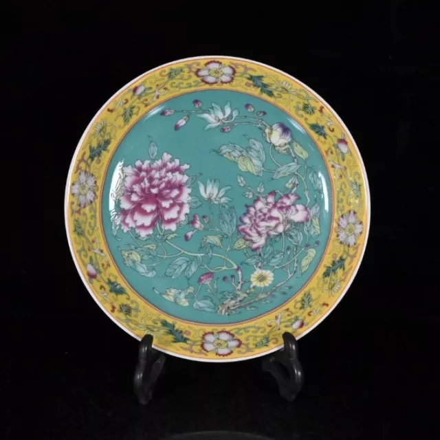 Chinese Vintage Famille Rose Porcelain Peony Flower Plate Collection Home Decor