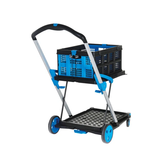 Grande carrello pieghevole con scatola pieghevole nero/blu 415149