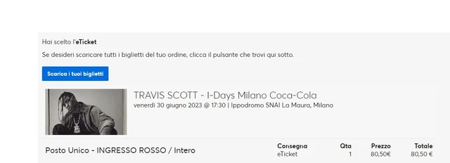 Biglietti Travis Scott - 30/06/2023 - Ippodromo SNAI Milano - Posto Unico ROSSO