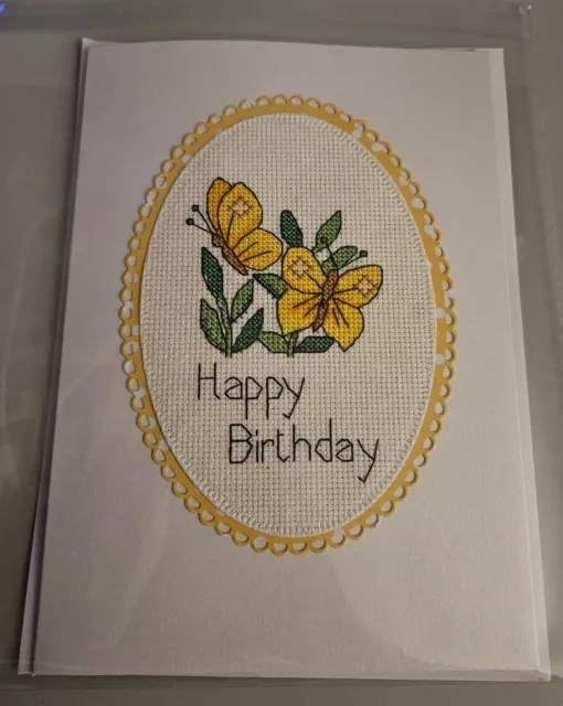 Completed cross stitch birthday  card