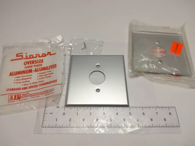 Lot Of 2 Sianor Oversize Aluminum 1-Gang Wall Plates (Nos)