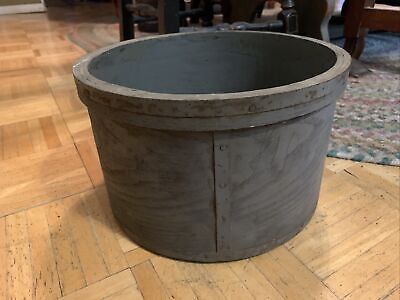 Early 19th Century Dry Surface Grey Painted Measure Extra Large Sz W Iron Bands