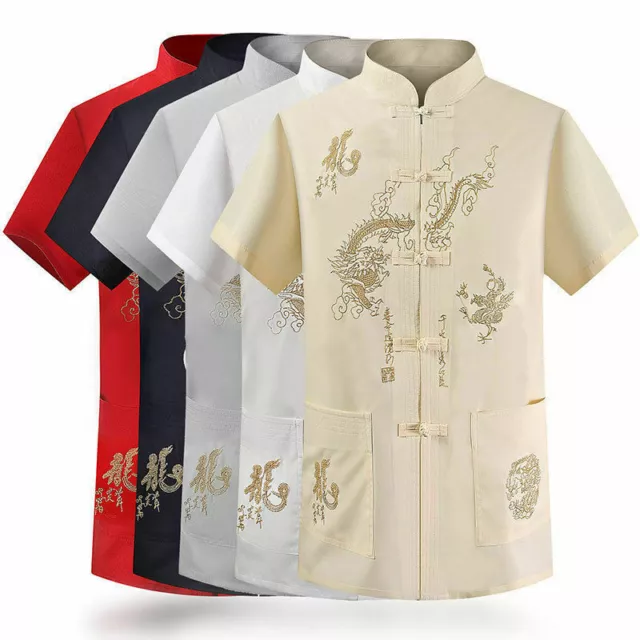 Mens Traditional Chinese Tang Suit Jacket Coat Tops Kung Fu Martial Arts Uniform