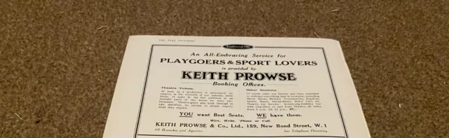 Plps37 Advert 5X8 Keith Prowse For Playgoers & Sports Lovers