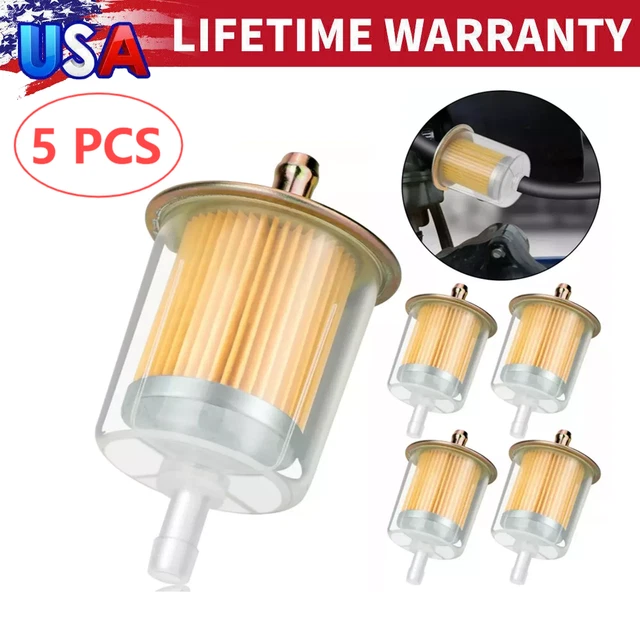 5 FUEL FILTERS Industrial High Performance Universal Inline Gas Fuel Line 3/8″
