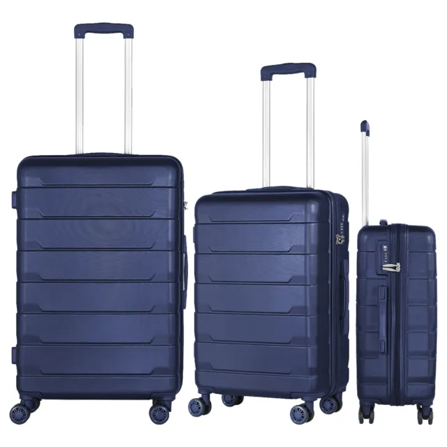 3 Piece Luggage Sets ABS Hardshell Travel Suitcase w/ Spinner Wheels & TSA Lock