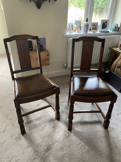 Oak Dining Chairs Vintage Antique Two Christmas Upcycle