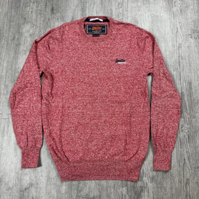 SUPERDRY MENS CASHMERE Blend Heathered Red Pullover Crewneck Sweater ...