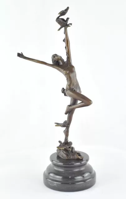 Art Nouveau Style Statue Sculpture Dancer Sexy Art Deco Style Bronze Signed