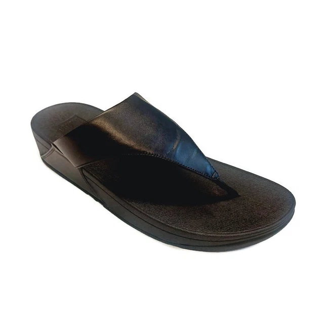 Fit Flop LULU Slip On Toe Post Leather Wedge Sandals Womens Size 11 Flip Flops
