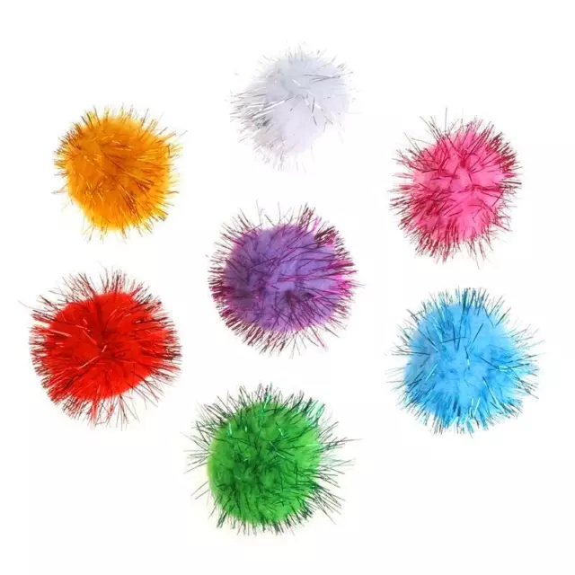 70pcs Glitzy Sparkle Pompom Balls for Cat Toys - 3.5cm