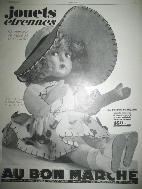PUBLICITE DE PRESSE AU BON MARCHé JOUETS ETRENNES LA POUPéE FRANCAISE AD 1926
