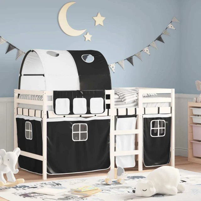 Letto A Soppalco Per Bambini Con Torre, Legno Di Pino, Bianco E Nero, 80x200 Cm | Leroy Merlin