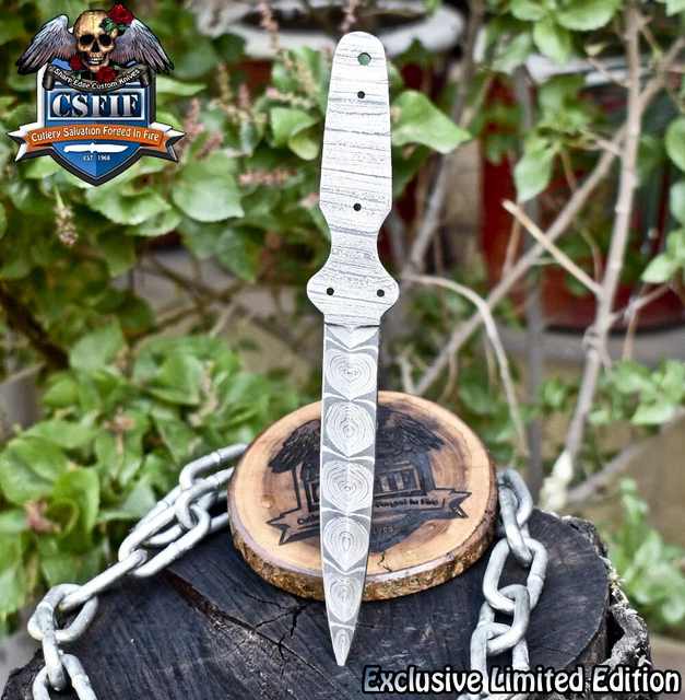 CSFIF Hand Forged Handmade Damascus Blank Blade Wootz Camping Closeout