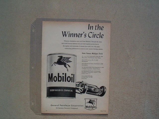 1950 Mobil Socony  Indianapolis 500 Original Ad
