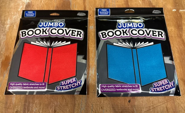 It's Academic Book Covers 1 Red & 1 Blue Stretchy Premium Edition Jumbo 10”x15”