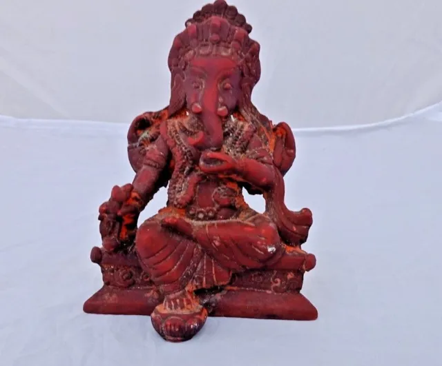 Old Vintage Worshipped Red Resin  Lord Ganesha Figure/Statue