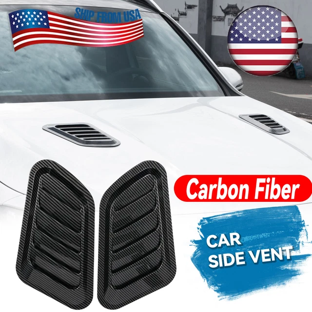 2x Carbon Fiber Car Hood Bonnet Vent Air Flow Intake Scoop Decorative Universal.