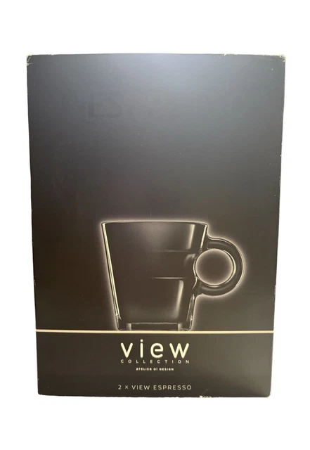Coffret 2 Tasses à Expresso Nespresso – Verre Et Métal, Avec Soucoupes (neuf, Défaut Mineur)