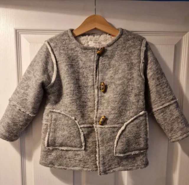 Girls Zara Grey Woolen Duffle Coat - Age 3-4