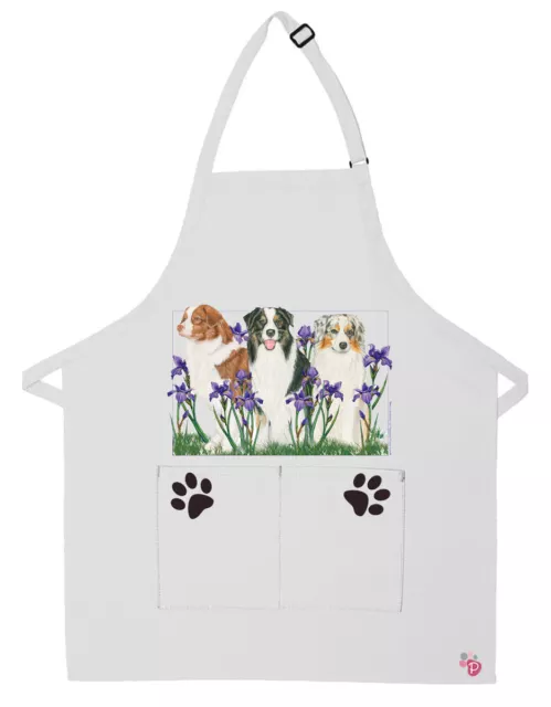 Australian Shepherd Aussie Dog Apron Two Pocket Bib Apron with Adj Neck