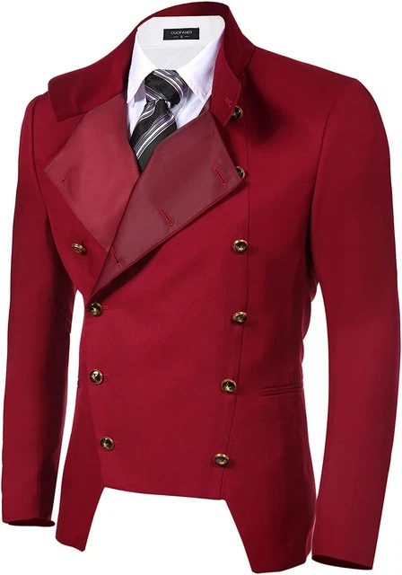 COOFANDY Mens Double Breasted Blazer Steampunk Vintage Jacket Victorian Frock Co