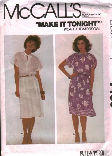 7460 VINTAGE MCCALLS SEWING Pattern Misses UNCUT Pullover Dress Make it  Tonight $5.99 - PicClick