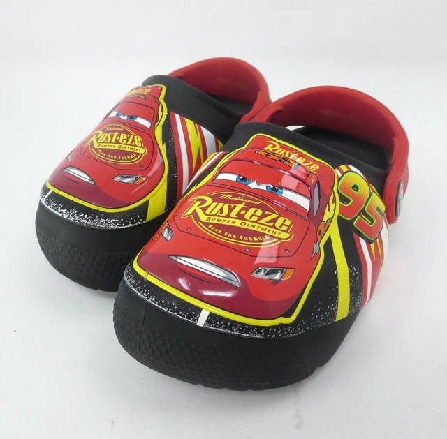 DISNEY PIXAR CARS Lightning McQueen Crocs Size J 3 Junior Kids Children