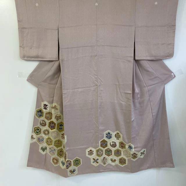 Tomesode Kimono Japan Japanese 11920W Kimono, Colored Tomesode, Layered Collar,