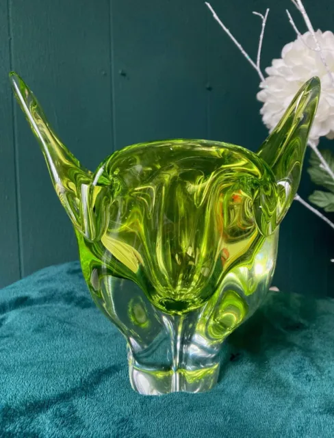 Stunning Vintage  1960's  Viking Glass Vase in Green Murano style Mid century