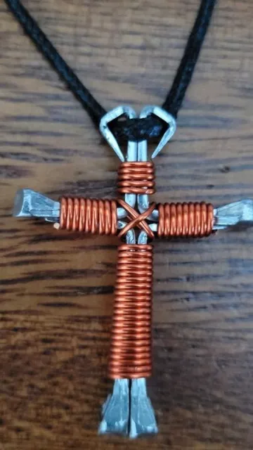 Horseshoe Nail Disciple Cross Necklace (Orange) Buy 3 Get 1 FREE!! Hand Made