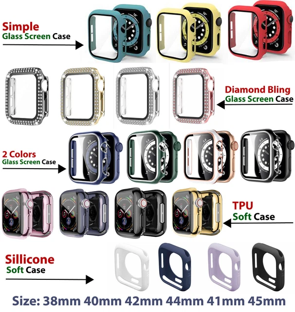 Tempered Glass Screen Protector+Case Cover For iWatch Apple Watch 8/7/6/5/4/3/2