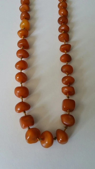 Collier En Ambre Ancien Vintage - 40 Cm - Occasion Bon état - Bijou Naturel