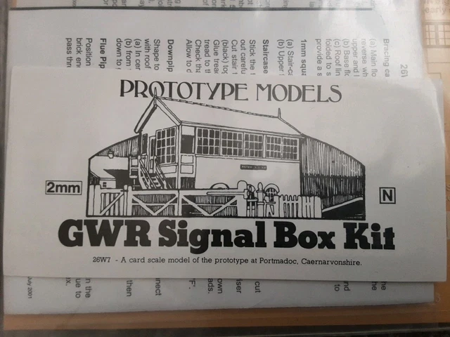 PROTOTYPE MODELS 26W7 N Gauge 2mm Scale GWR SIGNAL BOX Card Kit COMPETE ...