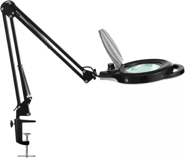 10X Magnifying Lamp with Clamp,  2200 LM Super Bright and Stepless Dimming Magni