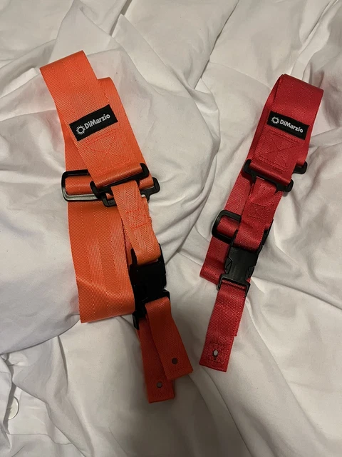 Line DiMarzio 2 Inch Nylon ClipLock Guitar Straps, Quick Release - ORANGE/RED