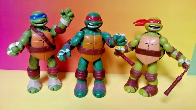 3 Teenage Mutant Ninja Turtles 2012 Talking Figure Lot Raphael Mike Don Viacom