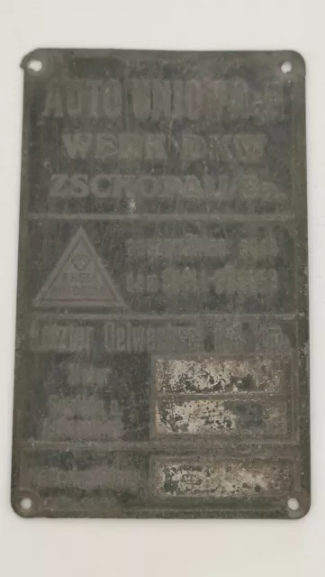 Auto Union Werk DKW Typenschild Rahmenschild Plakette Zschopau Sachsen Shell Öl