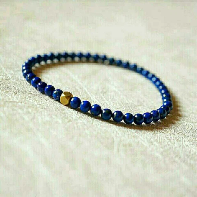 4MM Natural Lapis Lazuli Beads Lucky Cuff Bracelet Chic Healing Blessing
