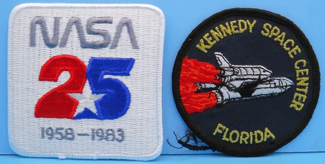 NASA PATCH Pair '83 vtg NASA 25th ANNIVERSARY '58 - '83 Kennedy Space Center