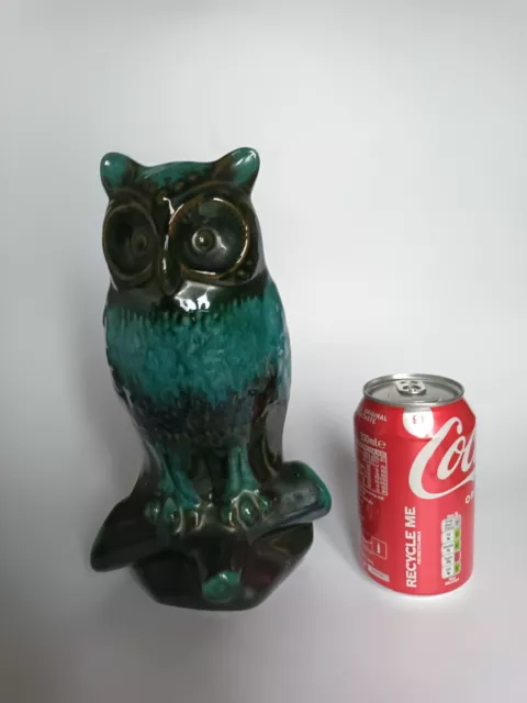 Blue Mountain Pottery Large Green Scarce Adorable Owl Figurine