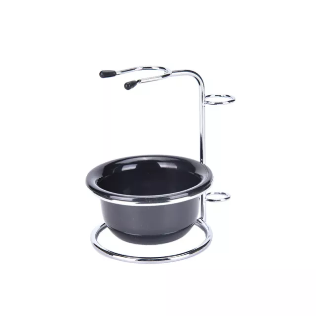 Stainless Steel Shaving Brush Stand Razor Holder Black Shaving Bowl Mug Set-wf